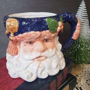 Vintage Victorian Style Large Ceramic Christmas Santa Claus Mug Detailed Cup